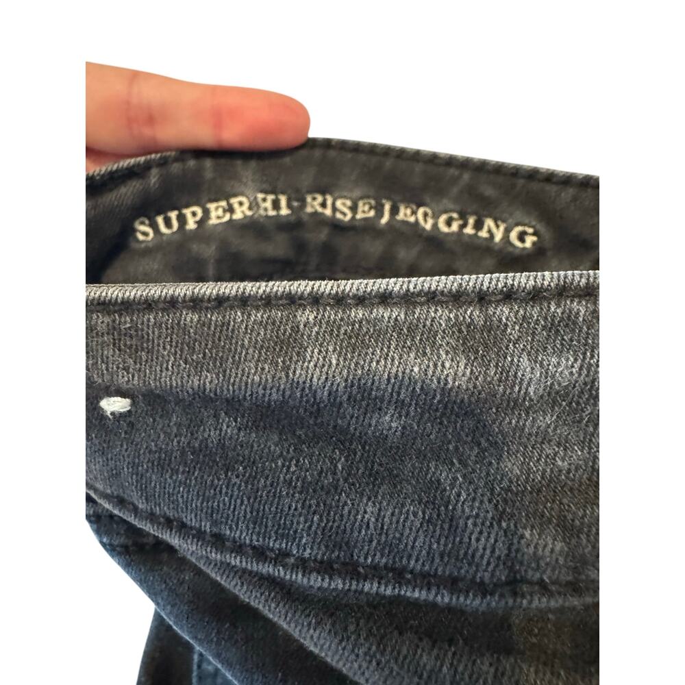 American Eagle Super Hi-Rise Stretch Jegging Black Distressed Skinny Jeans Sz 6 - Picture 6 of 10